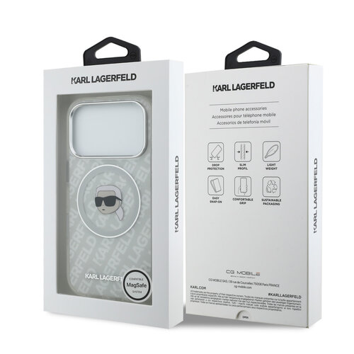 Karl Lagerfeld Karl Lagerfeld iPhone 17 Pro/iPhone 18 Pro Handyhülle MagSafe IML Karl-Kopf-Logo - Grau