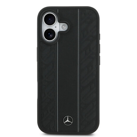 Mercedes-Benz Mercedes-Benz iPhone 17 Back cover coque - Genuine Leather - Magsafe - Laurel Leaves and Stripes - Noir