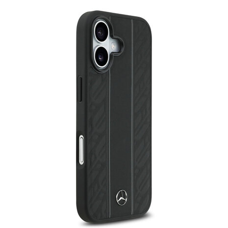Mercedes-Benz Mercedes-Benz iPhone 17 Back cover coque - Genuine Leather - Magsafe - Laurel Leaves and Stripes - Noir