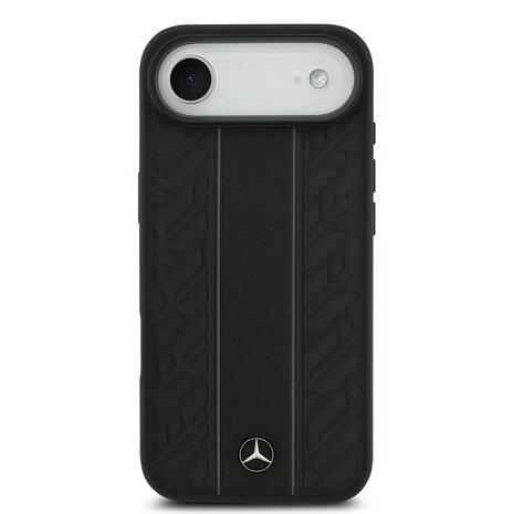 Mercedes-Benz Mercedes-Benz iPhone 17 Air Backcover hoesje - Genuine Leather - Magsafe - Laurel Leaves and Stripes - Zwart