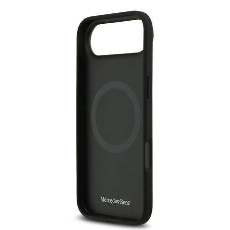 Mercedes-Benz Mercedes-Benz iPhone 17 Air Backcover hoesje - Genuine Leather - Magsafe - Laurel Leaves and Stripes - Zwart