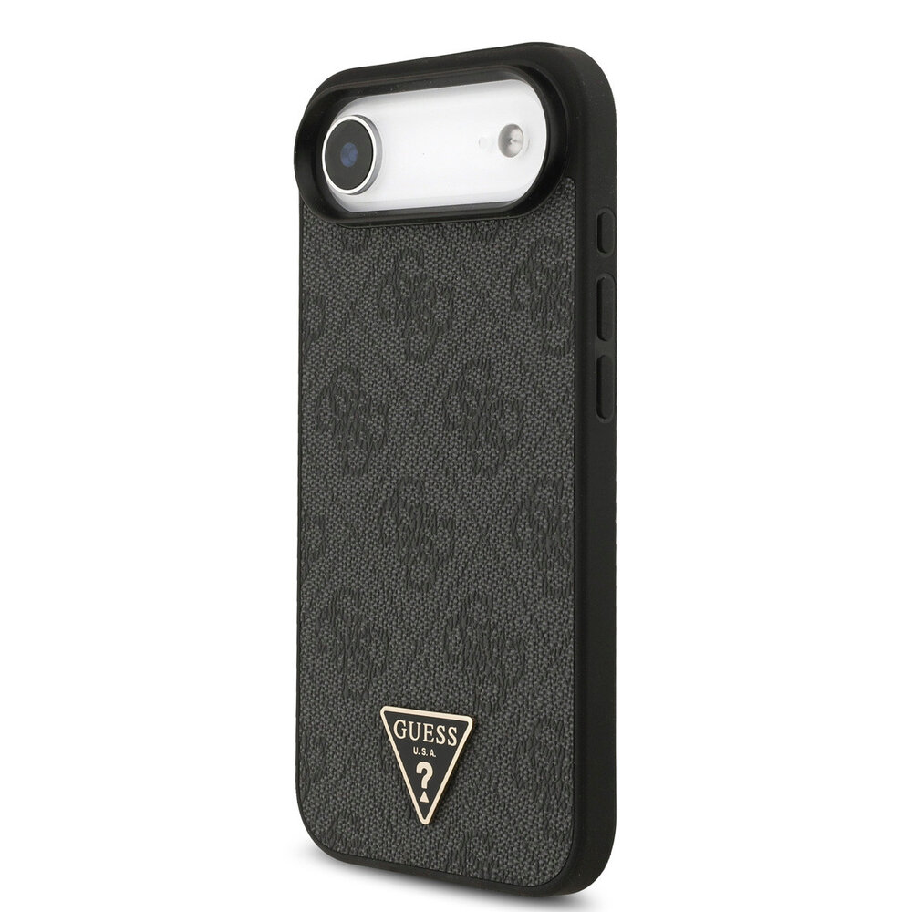 Guess Guess iPhone 17 Air Backcover hoesje - MagSafe - 4G Triangle Logo - Pearl Strap - Zwart