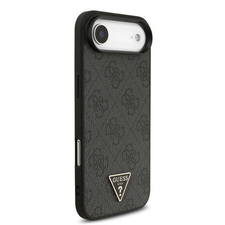 Guess Guess iPhone 17 Air Backcover hoesje - MagSafe - 4G Triangle Logo - Pearl Strap - Zwart