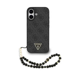 Guess iPhone 17 Backcover hoesje - MagSafe - 4G Triangle Logo - Pearl Strap - Zwart