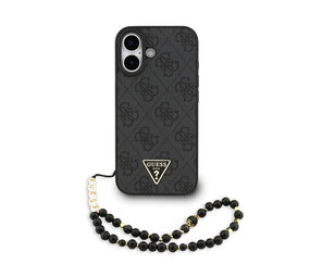 Guess Guess iPhone 17 Back cover coque - MagSafe - 4G Triangle Logo - Pearl Strap - Noir