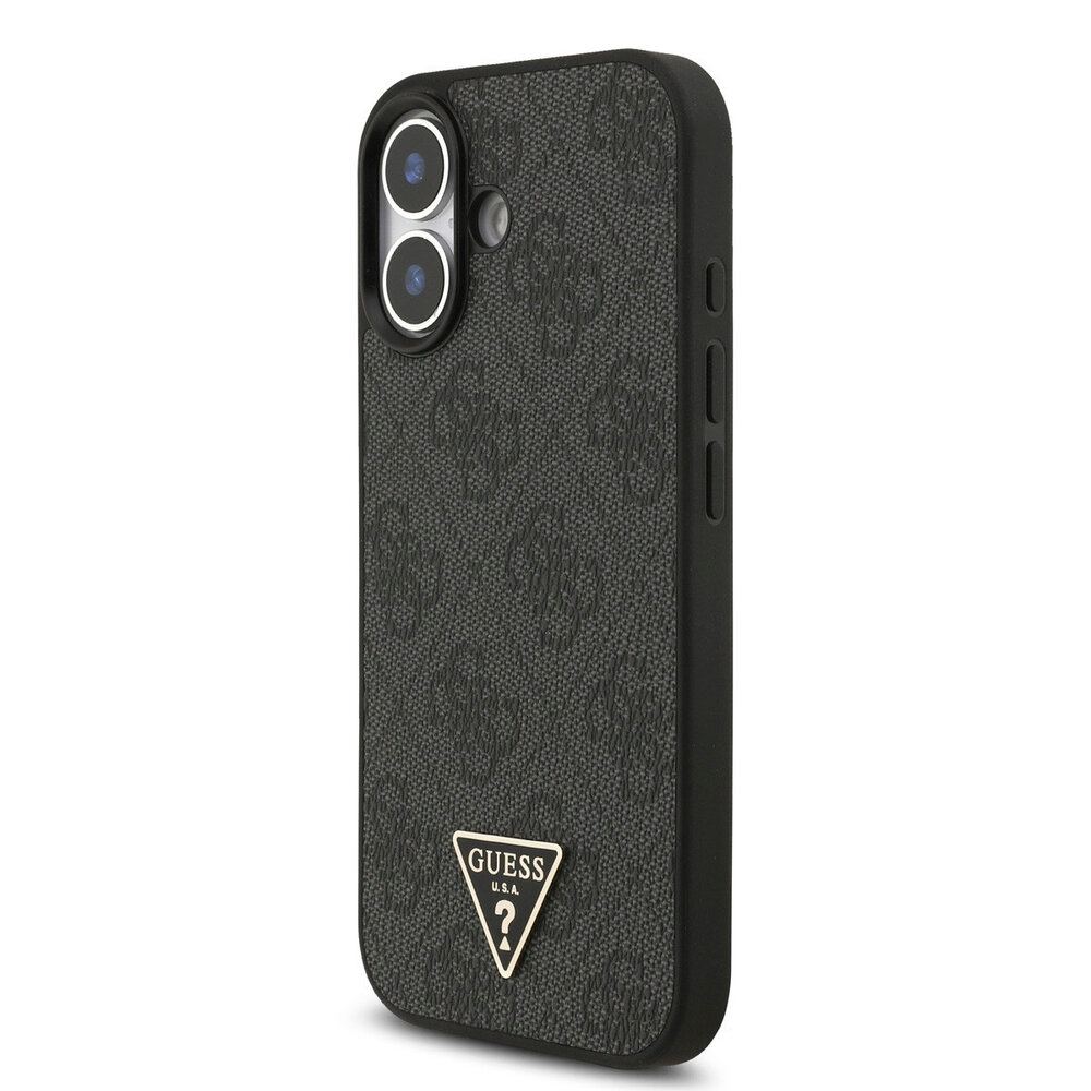 Guess Guess iPhone 17 Backcover hoesje - MagSafe - 4G Triangle Logo - Pearl Strap - Zwart