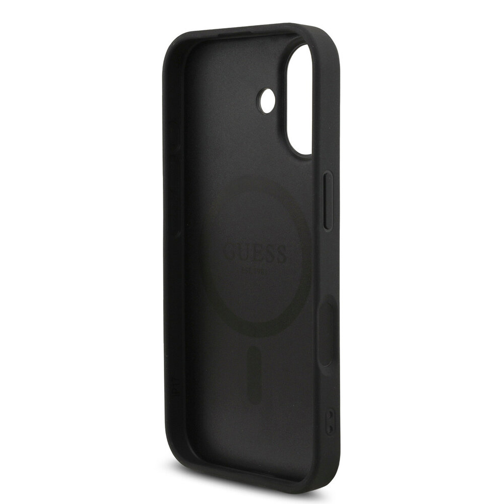 Guess Guess iPhone 17 Back cover coque - MagSafe - 4G Triangle Logo - Pearl Strap - Noir