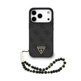Guess Guess iPhone 17 Pro Back-Cover hul - MagSafe - 4G Triangle Logo - Pearl Strap - Schwarz