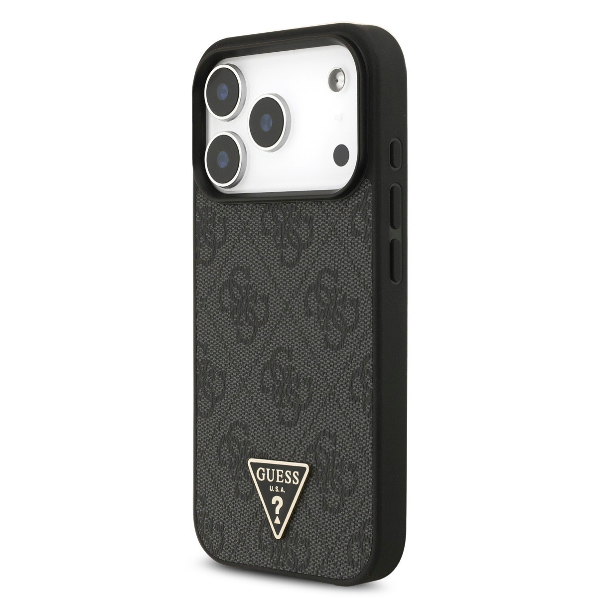 Guess Guess iPhone 17 Pro Backcover hoesje - MagSafe - 4G Triangle Logo - Pearl Strap - Zwart, foto 2 van 6