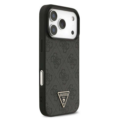Guess Guess iPhone 17 Pro Back-Cover hul - MagSafe - 4G Triangle Logo - Pearl Strap - Schwarz