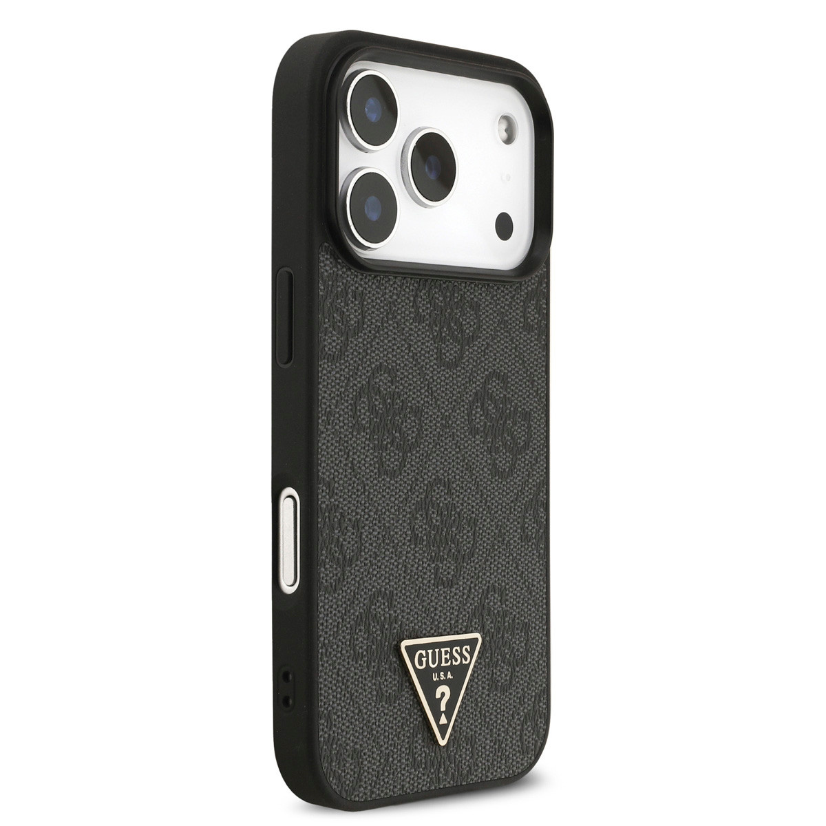 Guess Guess iPhone 17 Pro Backcover hoesje - MagSafe - 4G Triangle Logo - Pearl Strap - Zwart, foto 3 van 6
