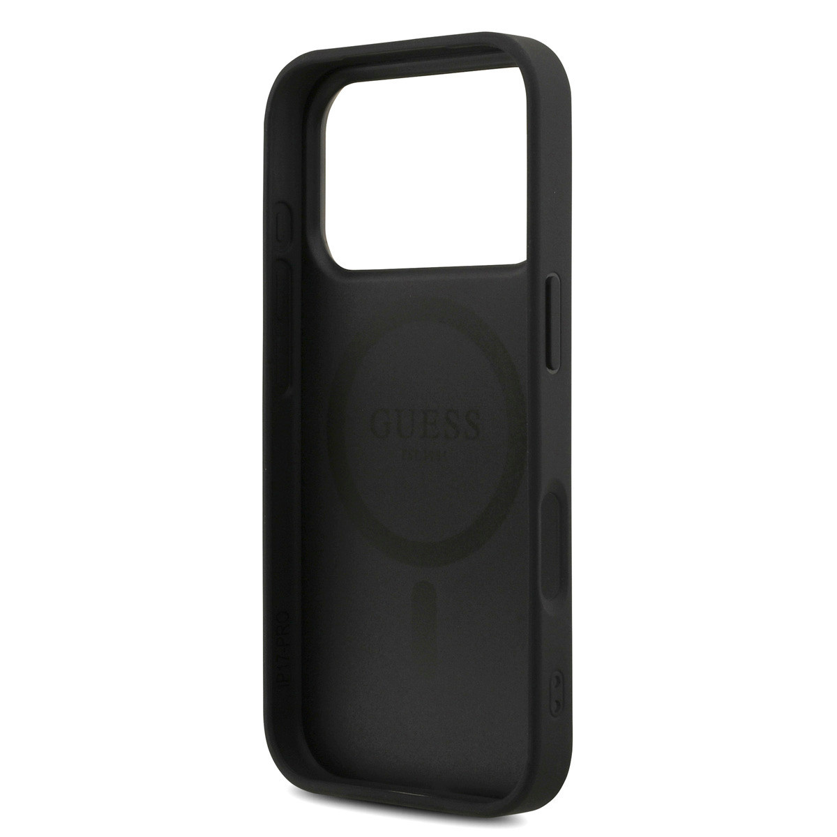 Guess Guess iPhone 17 Pro Backcover hoesje - MagSafe - 4G Triangle Logo - Pearl Strap - Zwart, foto 6 van 6
