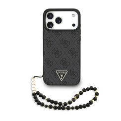 Guess iPhone 17 Pro Max Backcover hoesje - MagSafe - 4G Triangle Logo - Pearl Strap - Zwart
