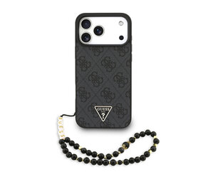 Guess Guess iPhone 17 Pro Max Back cover coque - MagSafe - 4G Triangle Logo - Pearl Strap - Noir
