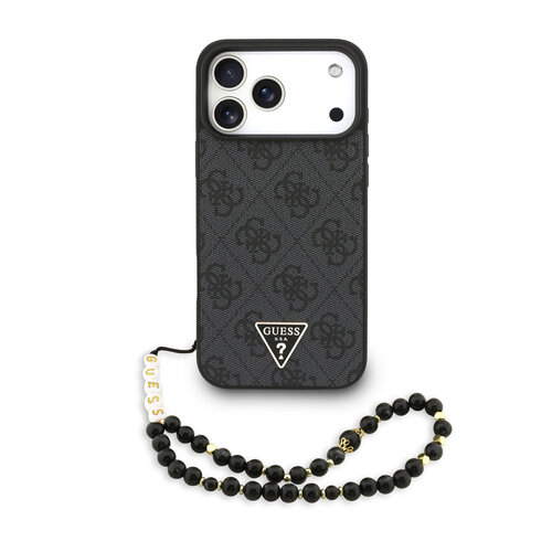 Guess Guess iPhone 17 Pro Max/iPhone 18 Pro Max Handyhülle MagSafe 4G dreieckiges Logo Perlenband - Schwarz