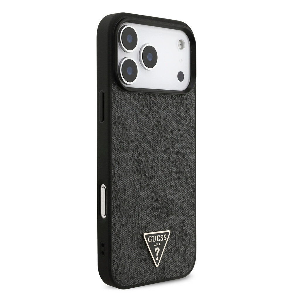 Guess Guess iPhone 17 Pro Max Back-Cover hul - MagSafe - 4G Triangle Logo - Pearl Strap - Schwarz