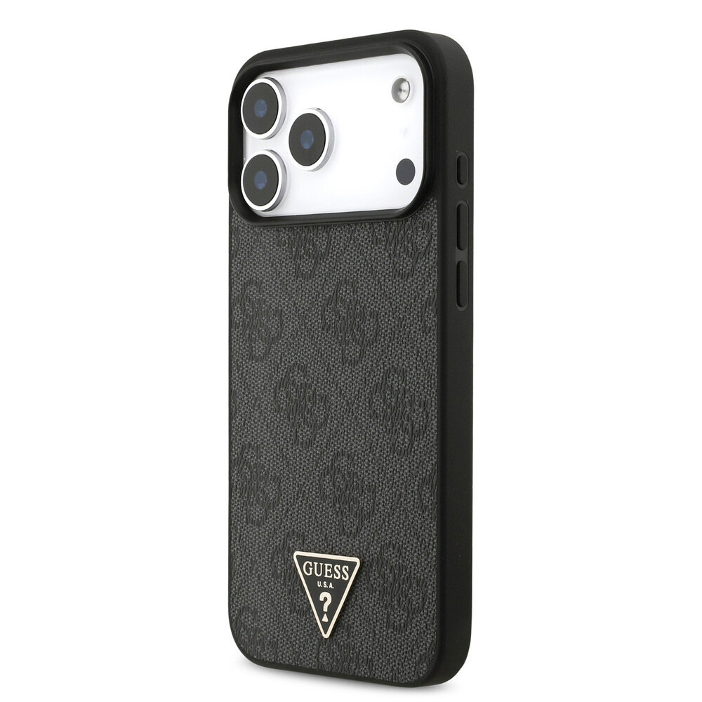 Guess Guess iPhone 17 Pro Max Backcover hoesje - MagSafe - 4G Triangle Logo - Pearl Strap - Zwart