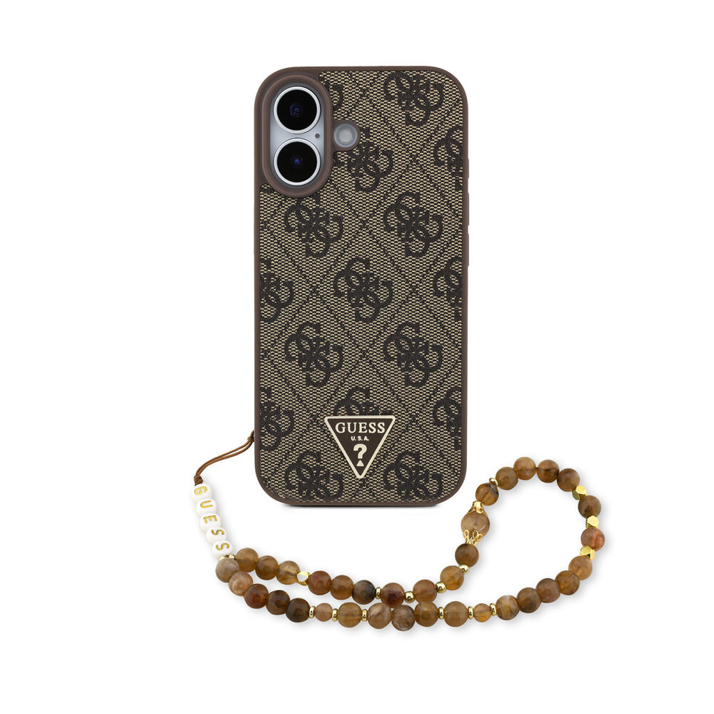 Guess Guess iPhone 17 Back cover case - MagSafe - 4G Triangle Logo - Pearl Strap - Brown