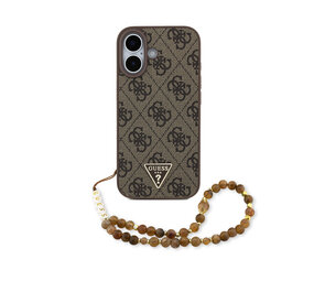 Guess Guess iPhone 17 Back cover case - MagSafe - 4G Triangle Logo - Pearl Strap - Brown