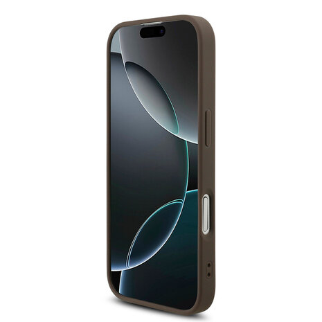 Guess Guess iPhone 17 Back cover coque - MagSafe - 4G Triangle Logo - Pearl Strap - Marron