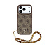 Guess iPhone 17 Pro Backcover hoesje - MagSafe - 4G Triangle Logo - Pearl Strap - Bruin