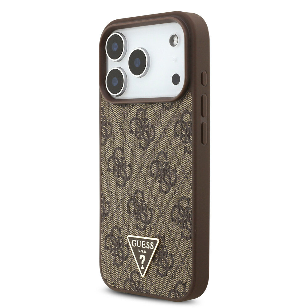 Guess Guess iPhone 17 Pro Back cover case - MagSafe - 4G Triangle Logo - Pearl Strap - Brown