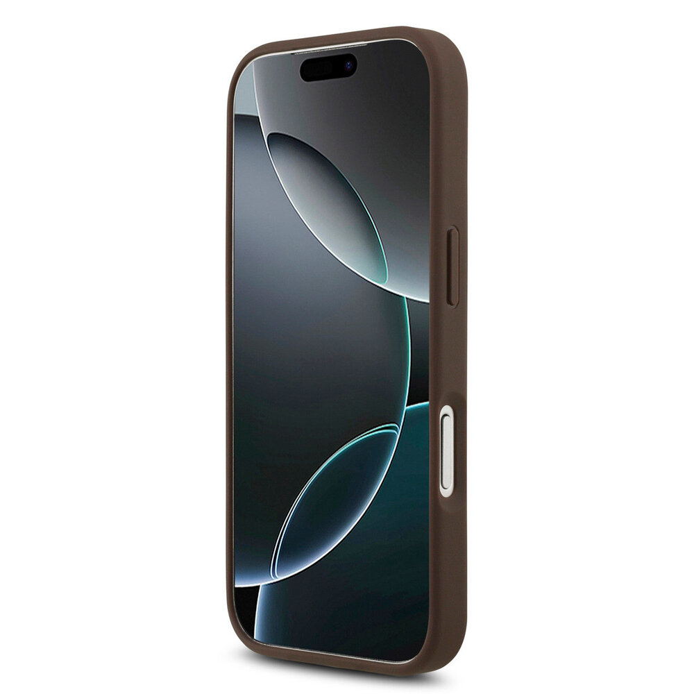 Guess Guess iPhone 17 Pro Back cover case - MagSafe - 4G Triangle Logo - Pearl Strap - Brown