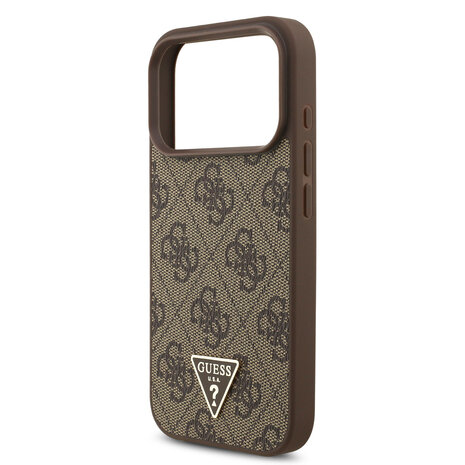 Guess Guess iPhone 17 Pro Back cover case - MagSafe - 4G Triangle Logo - Pearl Strap - Brown