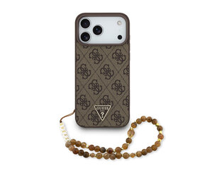 Guess Guess iPhone 17 Pro Max Back-Cover hul - MagSafe - 4G Triangle Logo - Pearl Strap - Braun