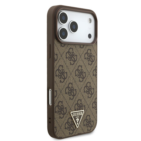 Guess Guess iPhone 17 Pro Max Back-Cover hul - MagSafe - 4G Triangle Logo - Pearl Strap - Braun