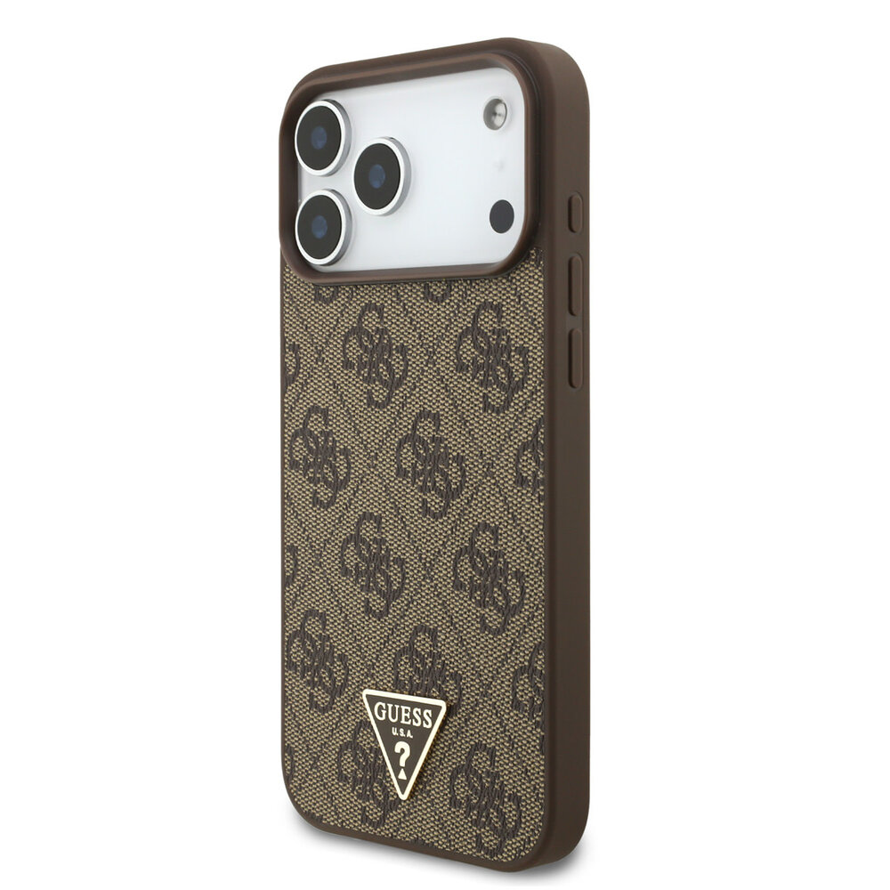 Guess Guess iPhone 17 Pro Max Back-Cover hul - MagSafe - 4G Triangle Logo - Pearl Strap - Braun