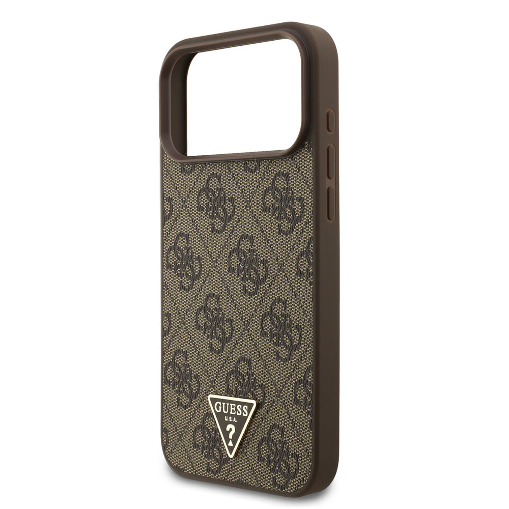 Guess Guess iPhone 17 Pro Max Back cover coque - MagSafe - 4G Triangle Logo - Pearl Strap - Marron