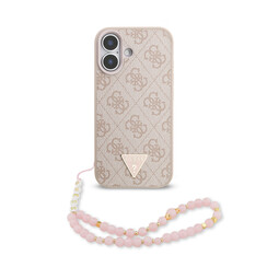 Guess iPhone 17 Back cover coque - MagSafe - 4G Triangle Logo - Pearl Strap - Rose