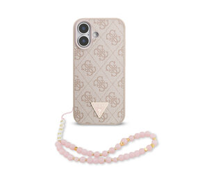 Guess Guess iPhone 17 Back cover coque - MagSafe - 4G Triangle Logo - Pearl Strap - Rose Guess Guess iPhone 17 Back cover coque - MagSafe - 4G Triangle Logo - Pearl Strap - Rose