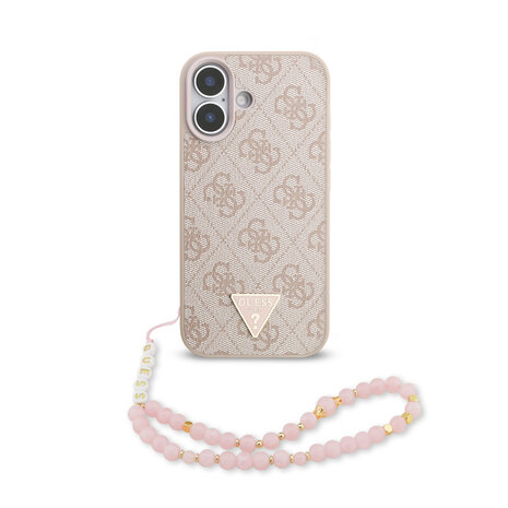 Guess Guess iPhone 17 Back cover case - MagSafe - 4G Triangle Logo - Pearl Strap - Pink
