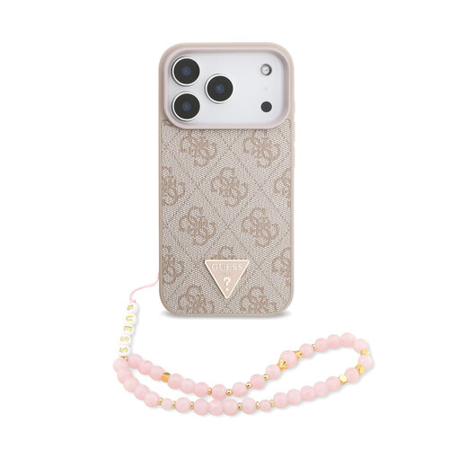 Guess Guess iPhone 17 Pro/iPhone 18 Pro Handyhülle MagSafe 4G dreieckiges Logo Perlenband - Rosa