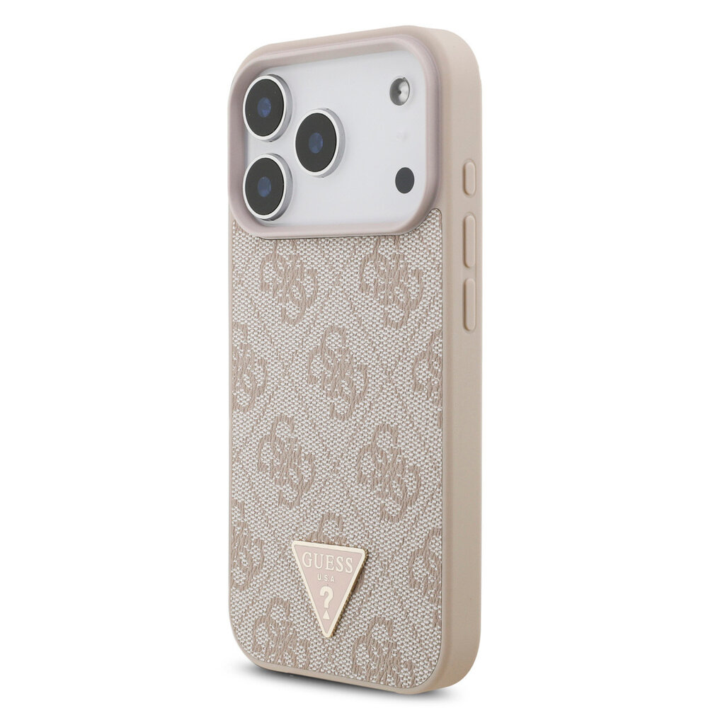 Guess Guess iPhone 17 Pro Back cover case - MagSafe - 4G Triangle Logo - Pearl Strap - Pink