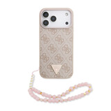 Guess Guess iPhone 17 Pro Max Back cover coque - MagSafe - 4G Triangle Logo - Pearl Strap - Rose