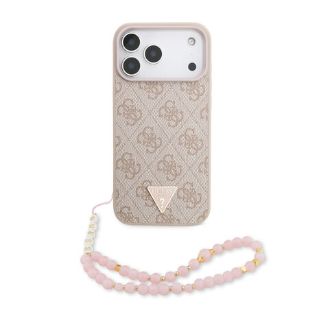 Guess Guess iPhone 17 Pro Max Back cover coque - MagSafe - 4G Triangle Logo - Pearl Strap - Rose