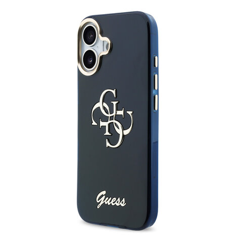 Guess Guess iPhone 17 Back cover case - 4G Script Metal Logo - Silver Edge - Blue