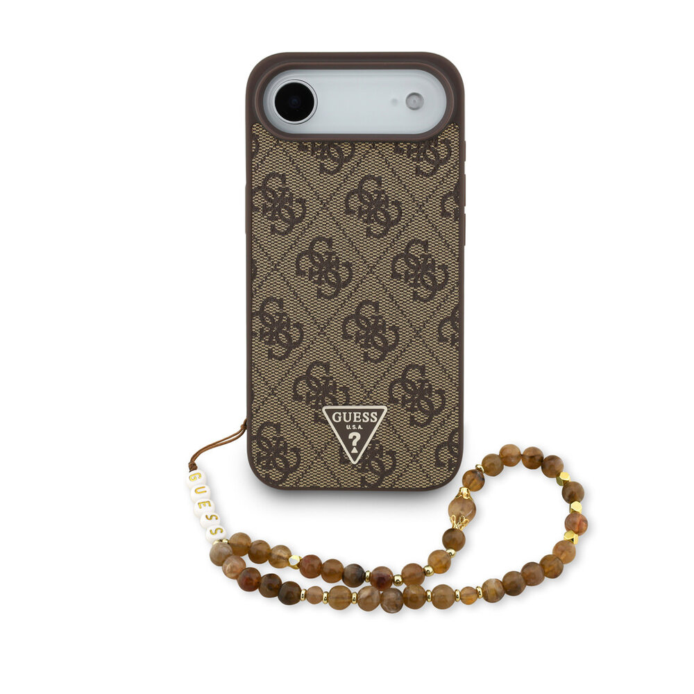 Guess Guess iPhone 17 Air Back-Cover hul - MagSafe - 4G Triangle Logo - Pearl Strap - Braun