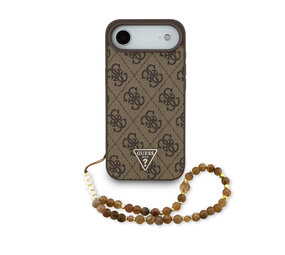 Guess Guess iPhone 17 Air Back-Cover hul - MagSafe - 4G Triangle Logo - Pearl Strap - Braun