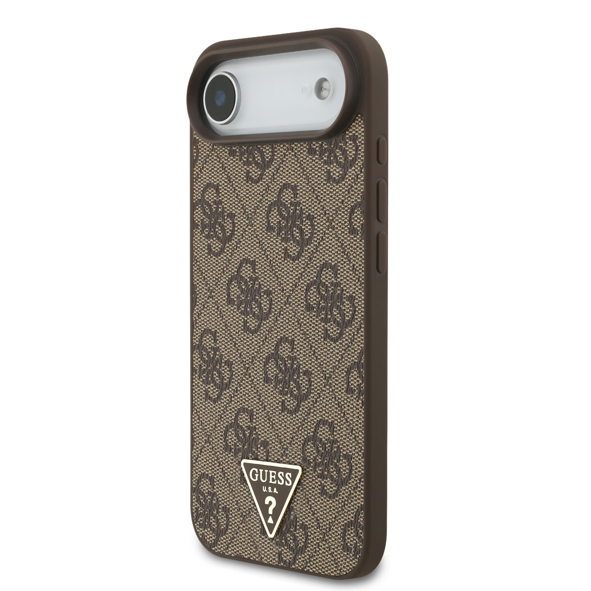 Guess Guess iPhone 17 Air Backcover hoesje - MagSafe - 4G Triangle Logo - Pearl Strap - Bruin, foto 2 van 6