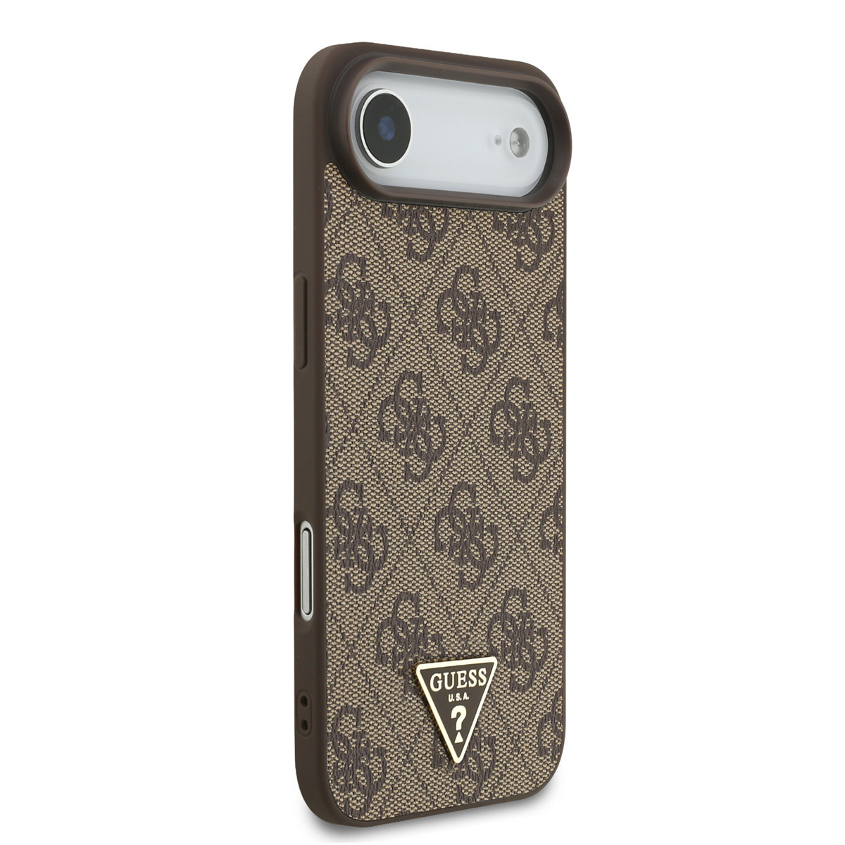Guess Guess iPhone 17 Air Backcover hoesje - MagSafe - 4G Triangle Logo - Pearl Strap - Bruin, foto 3 van 6