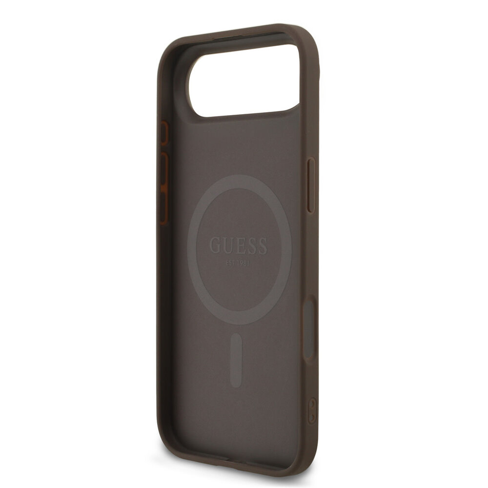 Guess Guess iPhone 17 Air Back cover case - MagSafe - 4G Triangle Logo - Pearl Strap - Brown