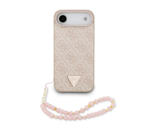 Guess Guess iPhone 17 Air Back-Cover hul - MagSafe - 4G Triangle Logo - Pearl Strap - Rosa
