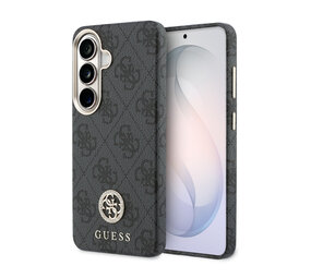 Guess Guess Galaxy S26 Back cover case - Magsafe PU Leather - 4G Strass Logo - Gold Edge - Black