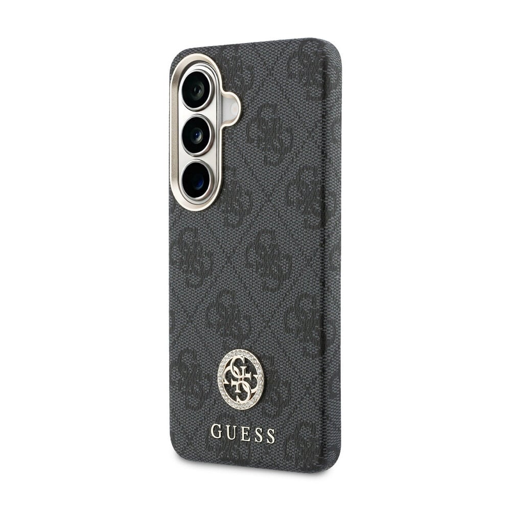 Guess Guess Galaxy S26 Back cover coque - Magsafe PU Leather - 4G Strass Logo - Gold Edge - Noir