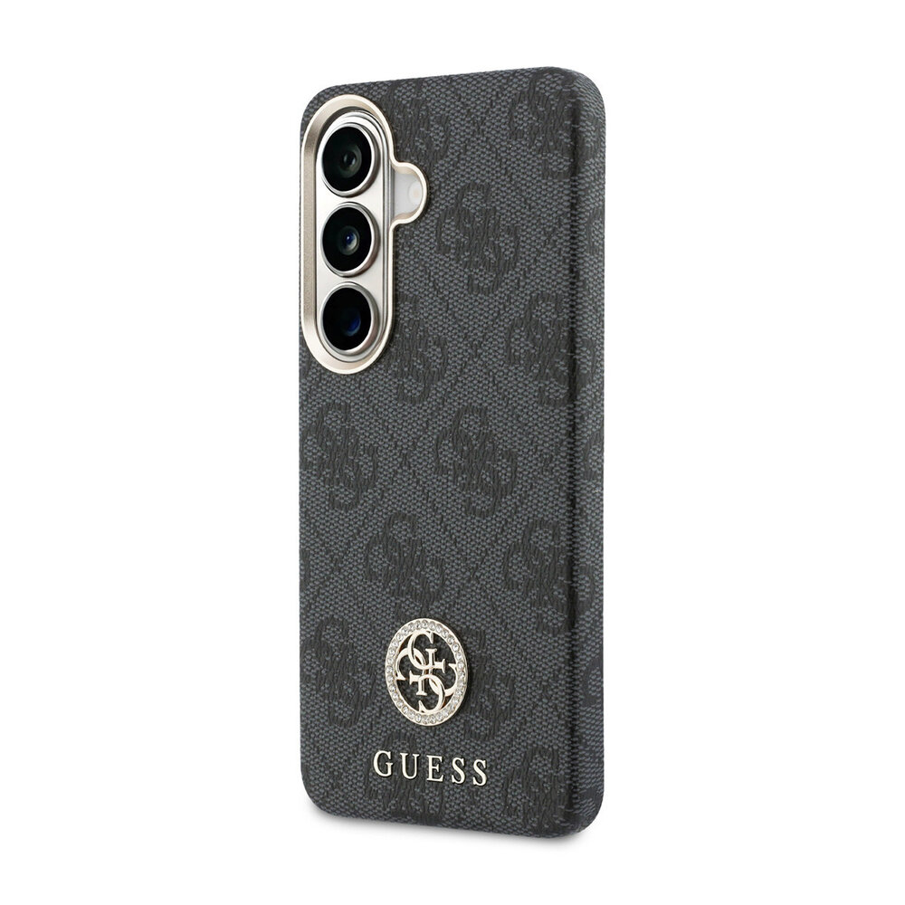 Guess Guess Galaxy S26 Back-Cover hul - Magsafe PU Leather - 4G Strass Logo - Gold Edge - Schwarz
