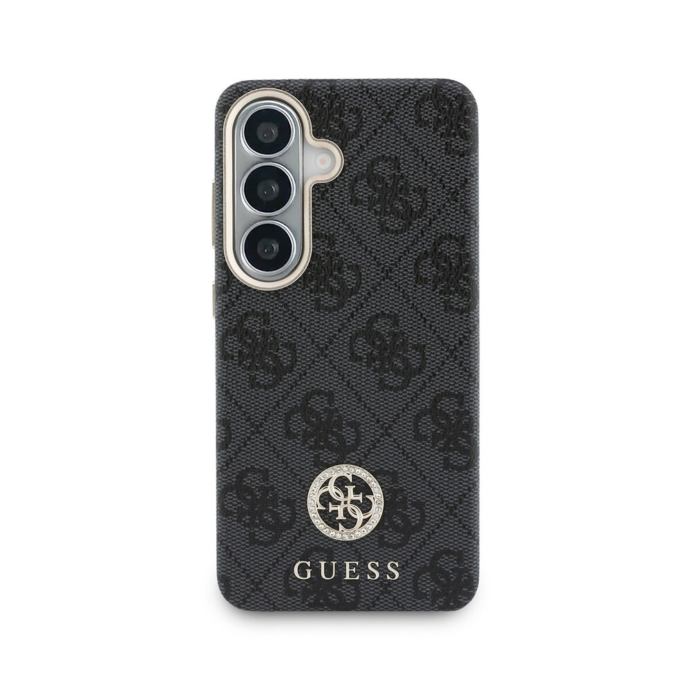 Guess Guess Galaxy S26 Back-Cover hul - Magsafe PU Leather - 4G Strass Logo - Gold Edge - Schwarz
